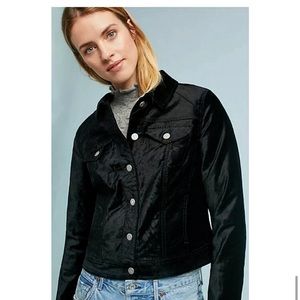 Anthropologie Pilcro Black Classic Velvet Button Jacket